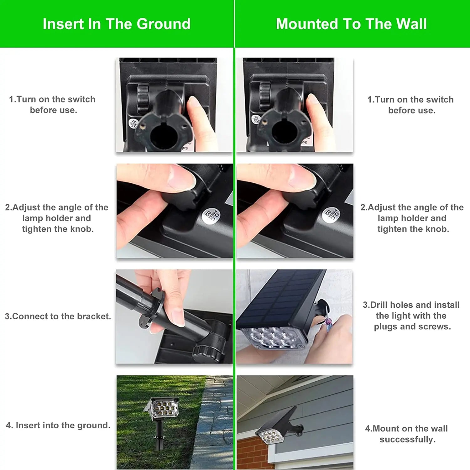 1/2/4PCS Solar Power Light Adjustable Light Temperature Solar Garden Light outdoor IP65 Solar Lamp Super Bright Solar Spotlight - Buy online at  Vibe In Cart.