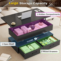 40" Lift Top Coffee Table, Coffee Tables with Storage for Living Room, Small Coffee Table with 2 Drawers & LED Light for Dining - Buy online at  Vibe In Cart.