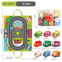 Baby Montessori Soft Car Toy with Map Game Mat Storage Bag Infant Cloth Book Cute Cartoon Sensory Training Toys Toddlers Gifts - Buy online at  Vibe In Cart.