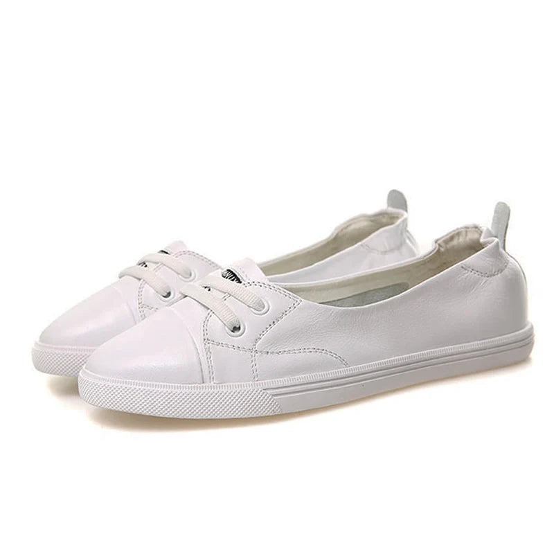 100% Genuine Leather Shoes Women Flat Causal Soft Comfortable Fashion Cowhide Brand Ladies White Shoes - Buy online at  Vibe In Cart.