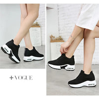 Women's Platform Mesh Lace-Up Sneakers Medium Heel