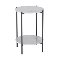 2-Tier Square Metal Coffee End Table with Storage Shelf 55x29.5x37cm