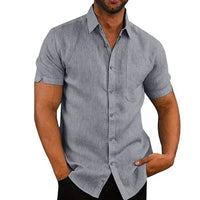 Summer Cotton Linen Shirts for Men Casual Short Sleeved Shirts Blouses Solid Turn-Down Collar Formal Beach Shirts Male Clothing - Buy online at  Vibe In Cart.