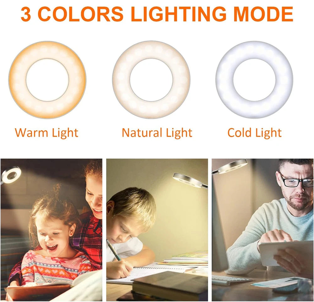 LED Reading Lights 360°Flexible Gooseneck Dimmable Table Lamp Clip On Indoor Bedroom Eye Protection Desk Light Book Clamp Lamp - Buy online at  Vibe In Cart.