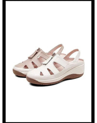 2025 New Genuine Leather Mom Sandals Women Peep-Toe Wedge Soft Sole Hollow-Out Breathable Slip-Resistant Casual Shoes - Buy online at  Vibe In Cart.