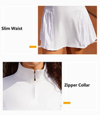 Women's Golf Long-Sleeve Suit Lady Zipper Collar Tennis Dress Fitness Yoga Running Quick Dry Skorts Pleated Outdoor Sports Dress - Buy online at  Vibe In Cart.