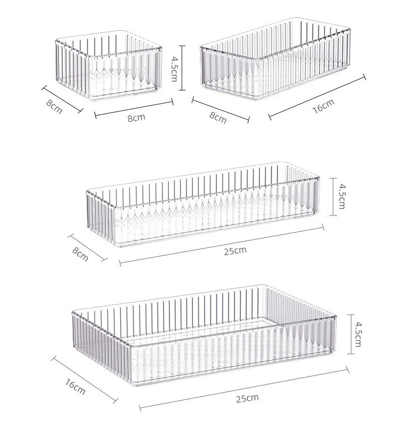 Transparent Plastic Storage Organizers Set for Drawers