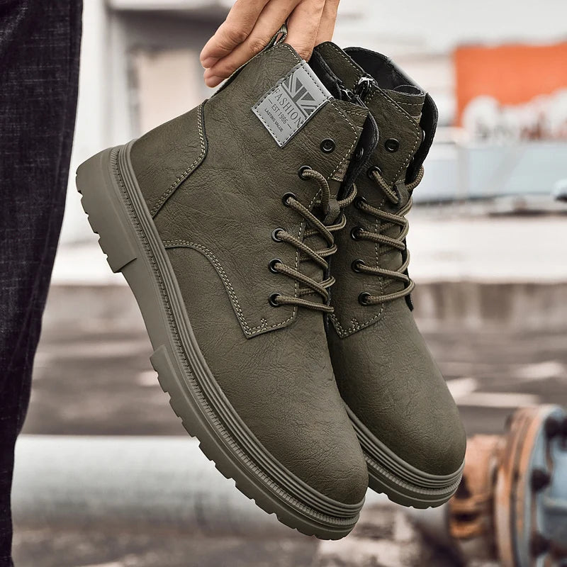 Italian Men's Genuine Leather Boots Fashion Outdoor Boots High Quality Casual Ankle Boots Antiskid Comfort Winter Platform Boots - Buy online at  Vibe In Cart.