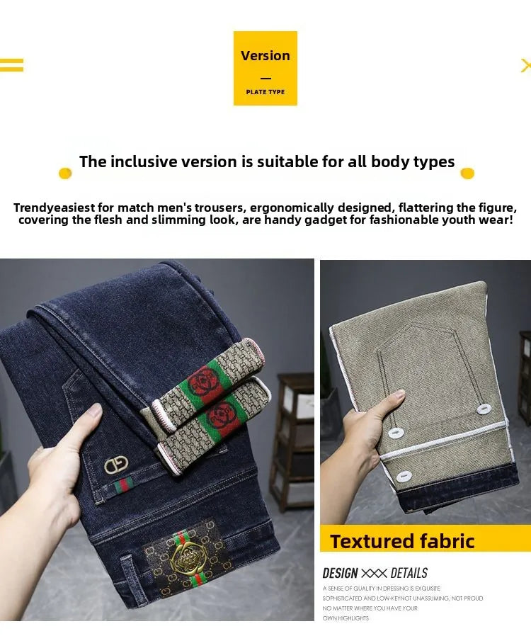 Casual Trendy Embroidered Men's Jeans Autumn winter New Arrival Slim Fit Charcoal Grey Trousers Wholesale For Fashion Lovers - Buy online at  Vibe In Cart.