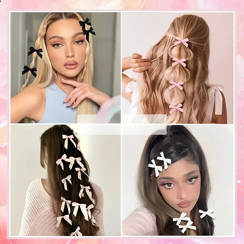 5-24Pcs Y2k Girls Bows Mini Hair Clips Metal Hairpin Headwear Barrette Handmade Ribbon Bow Bangs Clip Fashion Hair Accessories - Buy online at  Vibe In Cart.