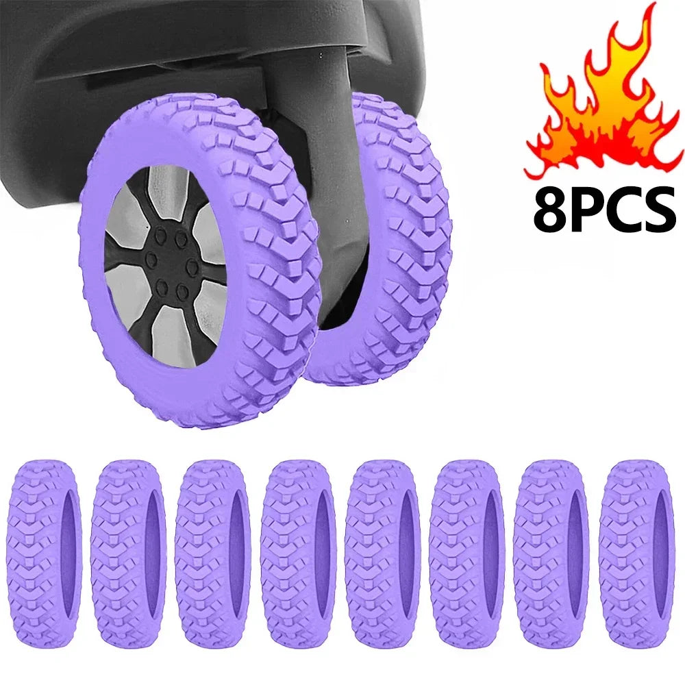 8-Piece Rubber Luggage Wheel Protectors with Noise Reduction