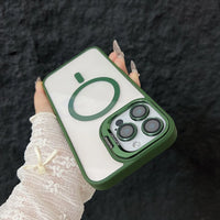 Full Coverage Transparent Magnetic Phone Case with Stand
