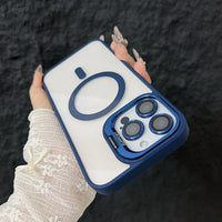 Full Coverage Transparent Magnetic Phone Case with Stand