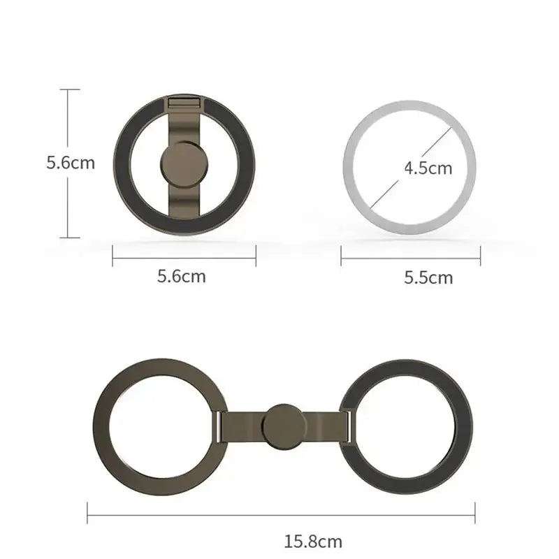 Universal Double Sided Magnetic Phone Ring Holder with Folding Stand