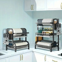 2025 3-Tier Metal Dish Rack Black Large-Capacity Kitchen Countertop Storage Organizer - Buy online at  Vibe In Cart.
