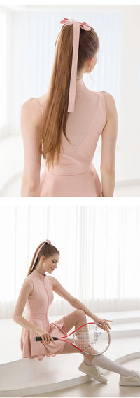 New Summer Women Tennis Polo Dress Zipper Collar Slim Golf Tennis Dress Lady Sleeveless Lace Ruffle Golf Skirts with Inner Short - Buy online at  Vibe In Cart.