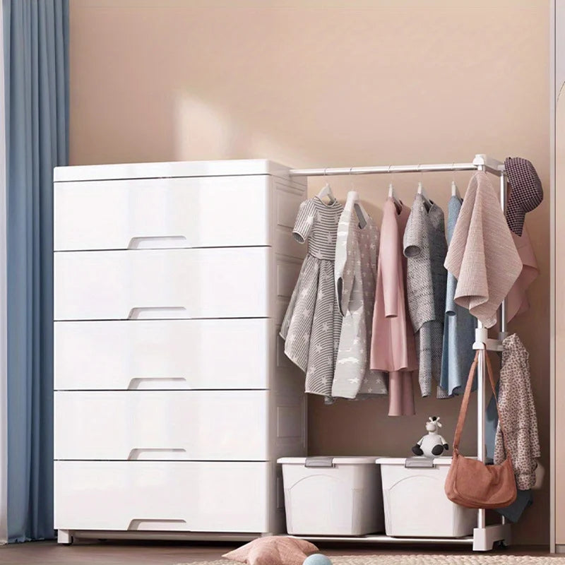 5/6-Tier White Wardrobe with Extendable Hanger - Large Space & Partitioned Storage Wardrobe for Bedroom, Dormitorie - Buy online at  Vibe In Cart.