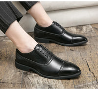 Black Fashionable Oxford Shoes Large Size Casual Business Leather Shoes Wedding Ceremony Shoes Carved Block Design Rubber Sole - Buy online at  Vibe In Cart.