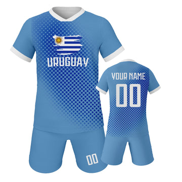 Uruguay Custom Kids Soccer Jersey Kit Personalized Football Uniform with Name Number Youth Training Outfit for Boys Girls 3-14Y - Buy online at  Vibe In Cart.