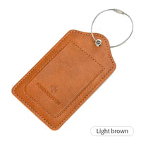 Leather Luggage Tag with Anti-Loss Wire Rope Loop and Built-In Privacy Cover