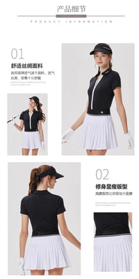 Spring Women High Waist Pleated Skirt Golf Tennis High-end Fashion New Sports Skort with Inner Shorts Ladies Golf Wear