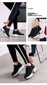 Women's Platform Mesh Lace-Up Sneakers Medium Heel