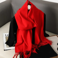 Women's Thick Warm Winter Polyester Scarf with Tassels