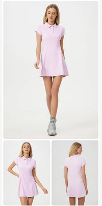 Summer Mid Length Tennis Skirt Sports Set Women's Waist Cinching Slimming Golf Dress Breathable Fitness Yoga Workout Clothes