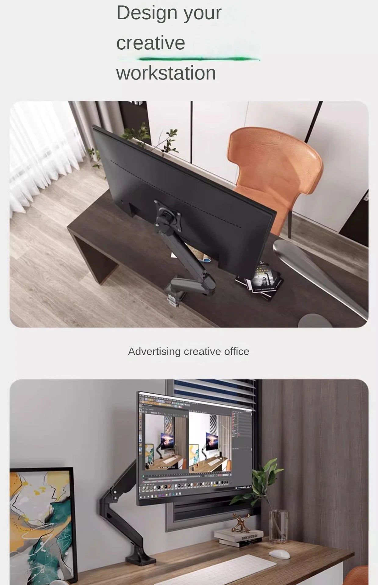 Height Adjustable Single Monitor Mount for 14-32 Inch Screens, Up to 19.8 lbs