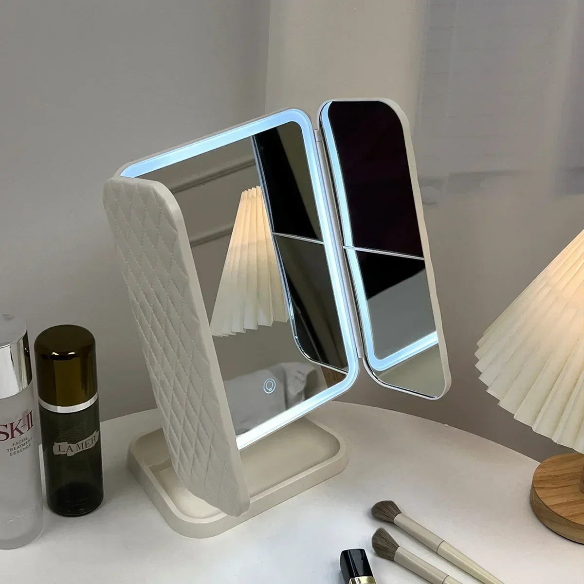 Trifold Makeup Mirror LED Lights Dorm Dressing Mirror Beauty Light up your fill light with Smart Complementary Makeup Mirror Tri - Buy online at  Vibe In Cart.