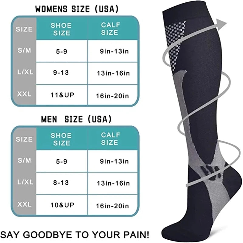 New Compression Socks 20-30mmhg High Stockings Men Women Sports Socks For Marathon Cycling Football Varicose Veins EU36-50 Meias - Buy online at  Vibe In Cart.