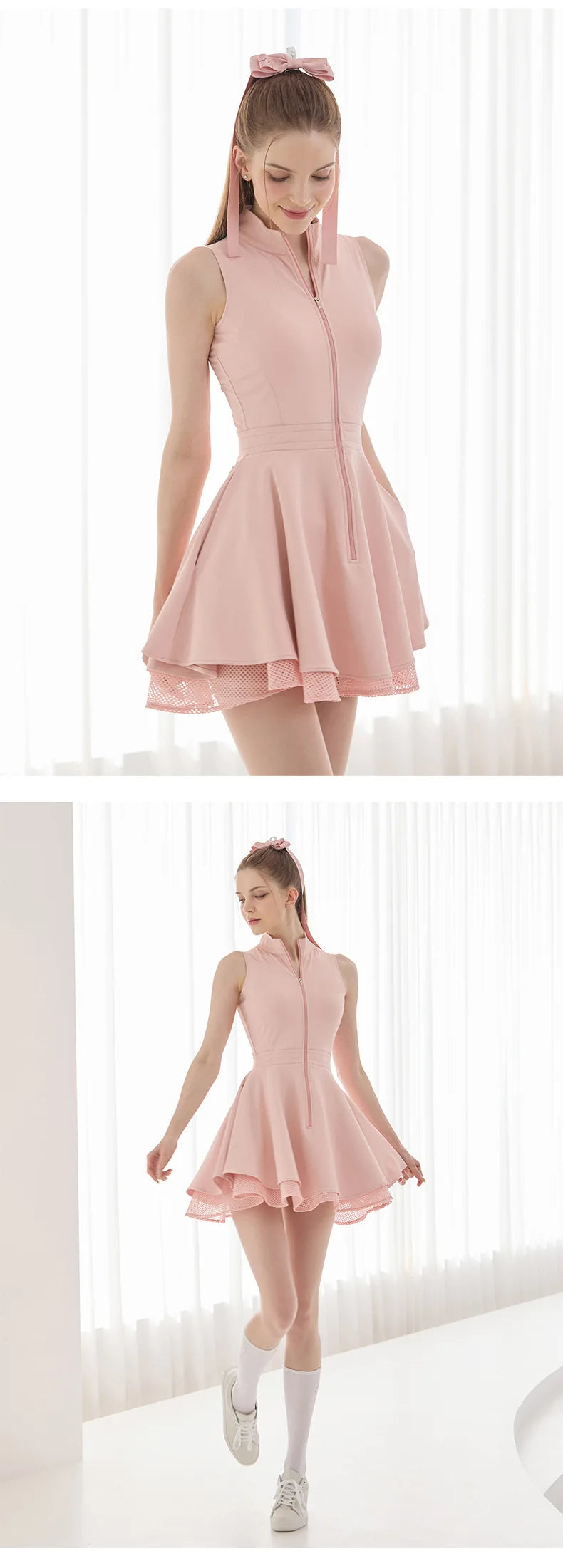 New Summer Women Tennis Polo Dress Zipper Collar Slim Golf Tennis Dress Lady Sleeveless Lace Ruffle Golf Skirts with Inner Short - Buy online at  Vibe In Cart.