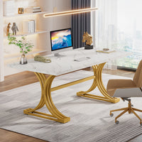 Modern Wooden Office Desk with Metal Legs, 70.9 Inches