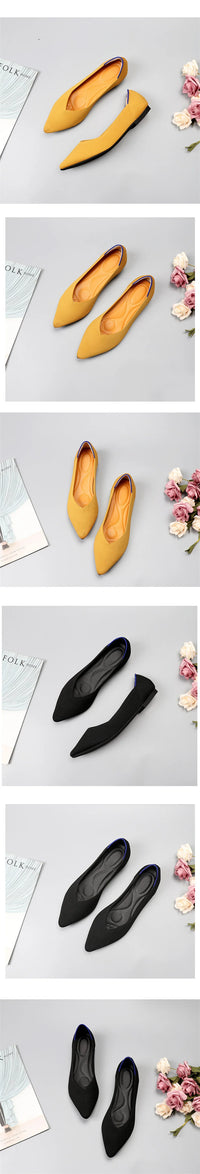 Breathable Polyester Shoes Women Spring Flats Pointy Toe Ballerinas Ladies Stretch Knitted Loafers Daily Casual Shallow Shoes - Buy online at  Vibe In Cart.