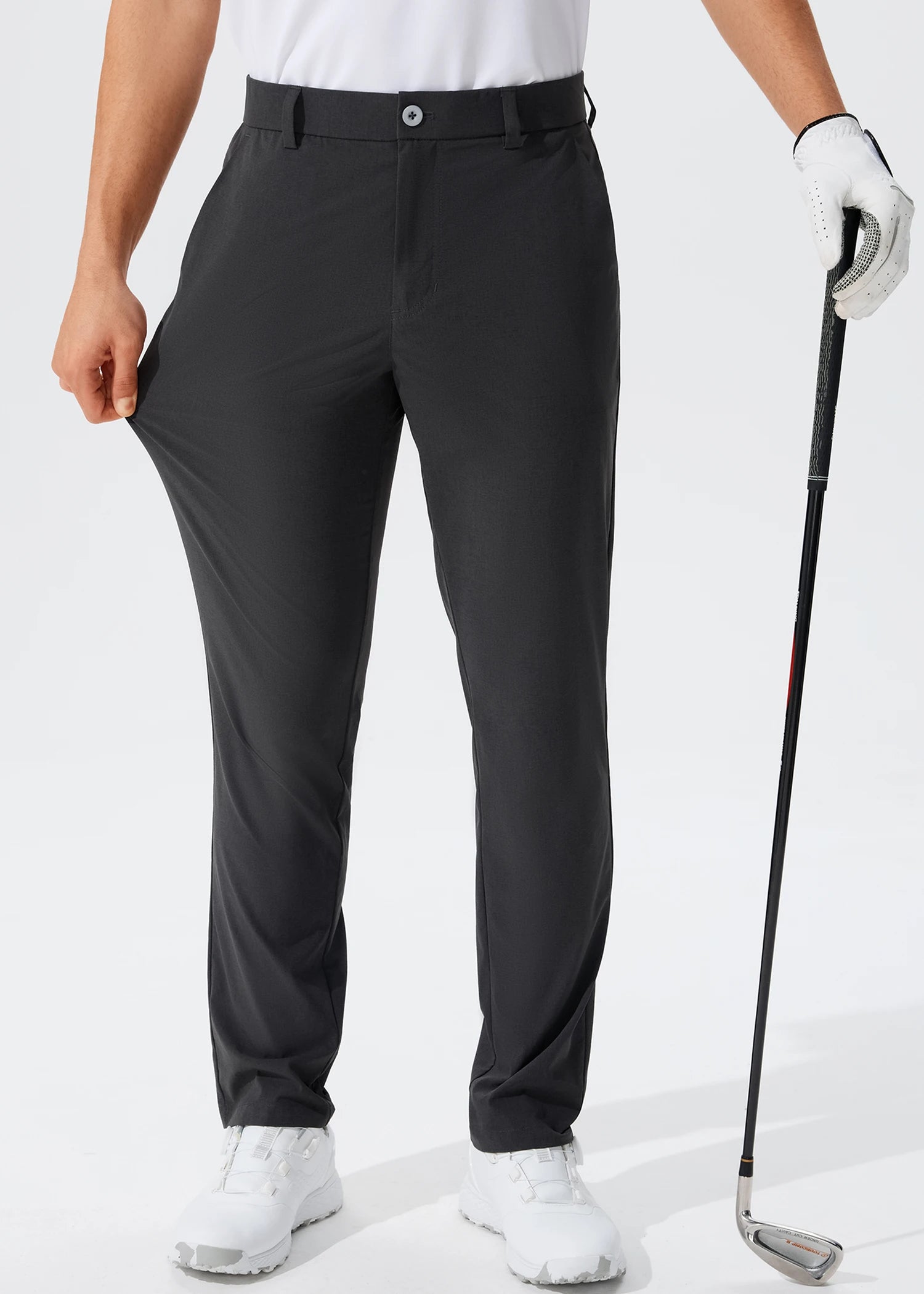 Men's Stretch Slim Straight Lightweight Polyester Golf Pants, Full Length