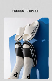 Couple Sandals Women Mens Letter Slippers Beach Slides Summer Anti Slip Thick Sole Indoor Bathroom Solid Color Shoes - Buy online at  Vibe In Cart.