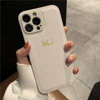 Personalized Leather Phone Case with Engraved Initials