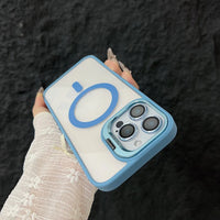 Full Coverage Transparent Magnetic Phone Case with Stand