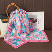 Square Satin Silk Scarf for Women, Casual All Seasons