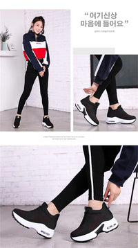 Women's Platform Mesh Lace-Up Sneakers Medium Heel