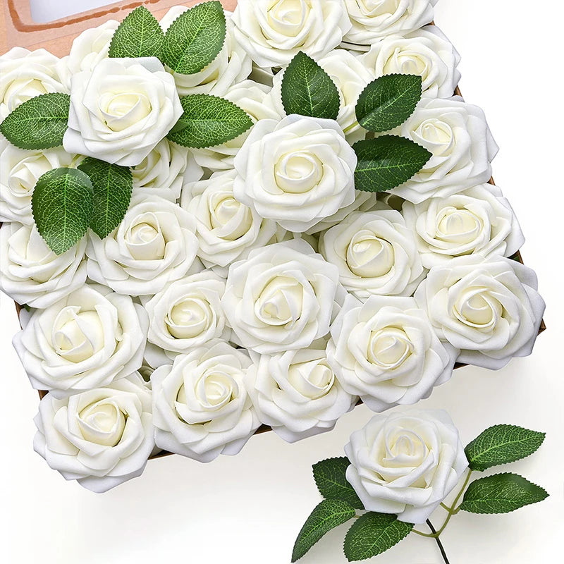 Artificial Foam Rose Flowers Bouquet Set, 10-100 Pieces