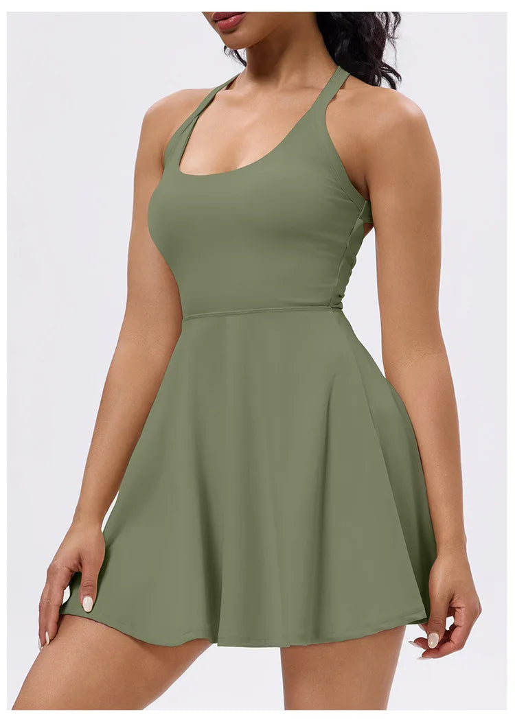 Tennis Dress with Shorts Badminton Clothing 2025 Golf Wear Dress with Shorts Underneath Workout Outfit 1pc Padded  Sport Dress