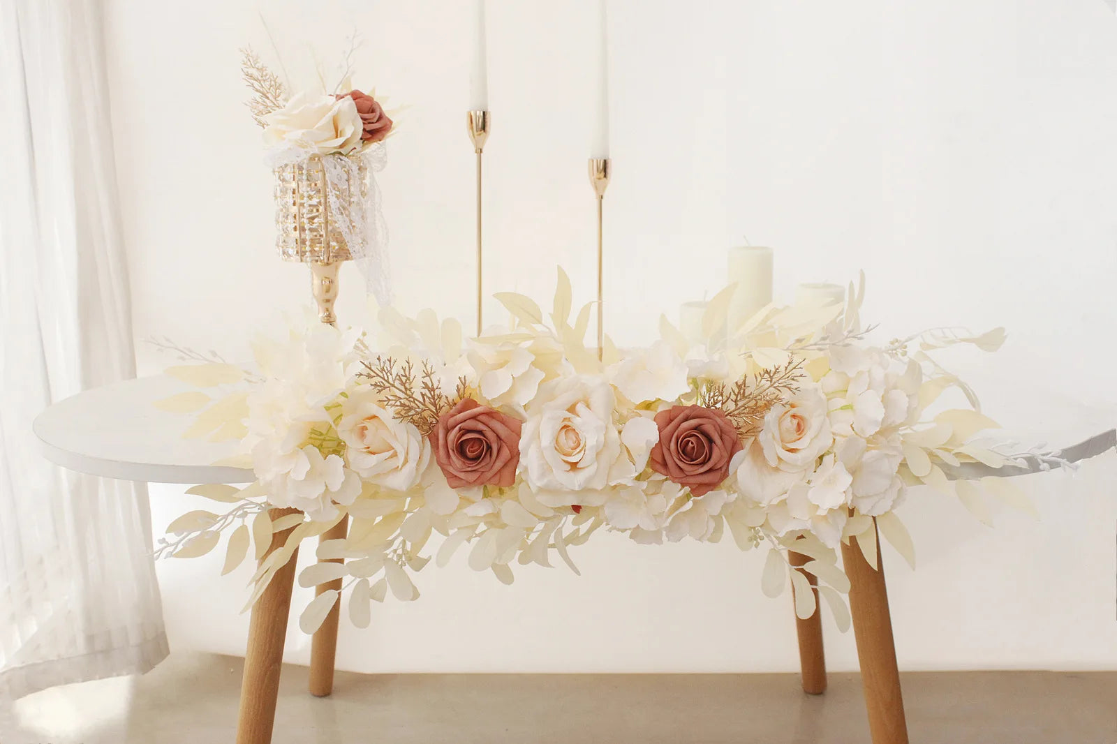 65cm White Rose Wedding Arch Floral Swag Decoration