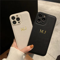 Personalized Leather Phone Case with Engraved Initials
