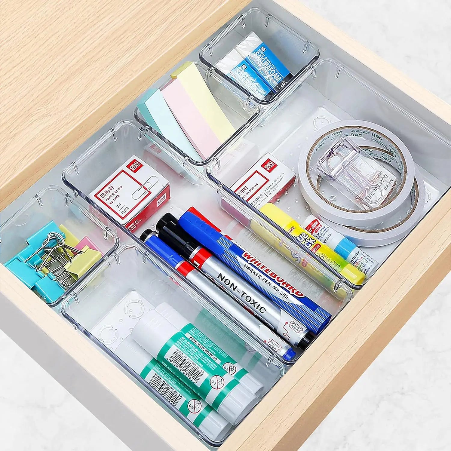 Transparent PET Drawer Storage Box Set for Organization