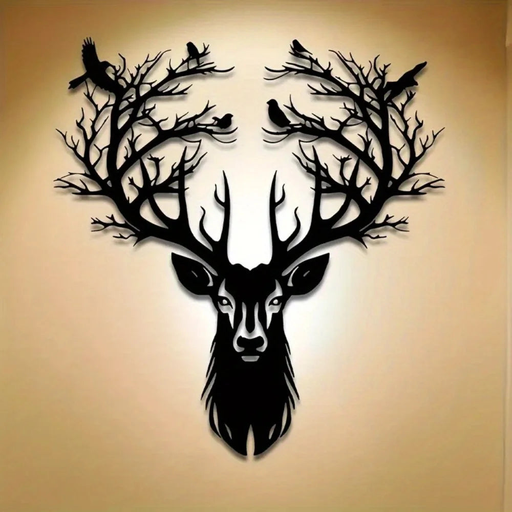1-Piece 15.75×14.72-Inch Deer-Tree Metal Wall Sculpture | Halloween & Christmas Gift, Metal-Carved Indoor/Outdoor Decor - Buy online at  Vibe In Cart.