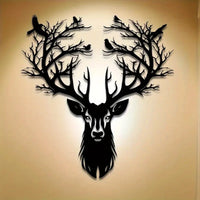 1-Piece 15.75×14.72-Inch Deer-Tree Metal Wall Sculpture | Halloween & Christmas Gift, Metal-Carved Indoor/Outdoor Decor - Buy online at  Vibe In Cart.