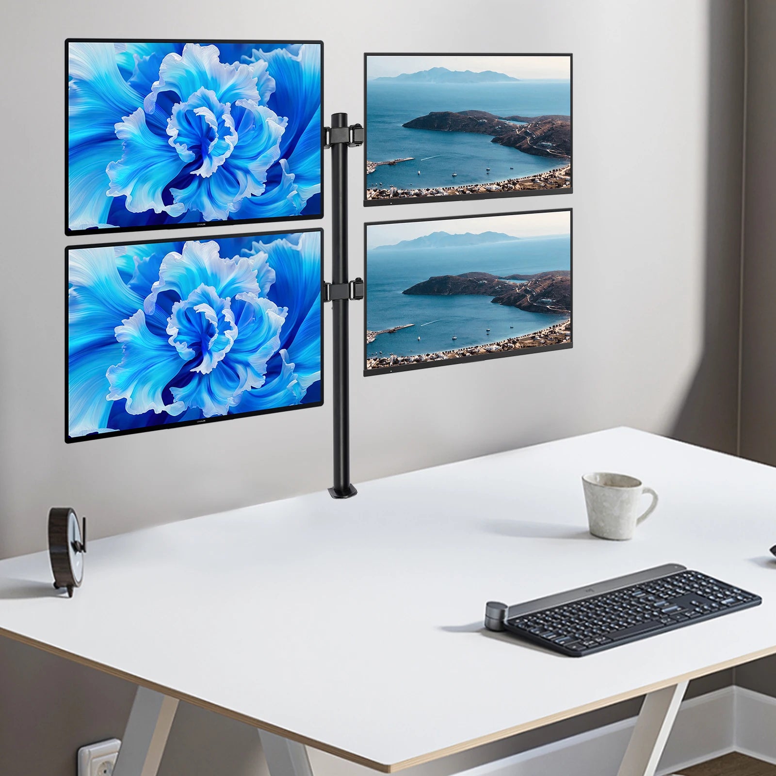 Adjustable Height Monitor Arm for 10-27 Inch Screens with 360 Degree Rotation in Black