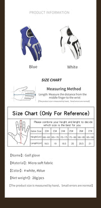 GvOvLvF 1pc Golf Gloves men Professional Breathable Blue White Soft Fabric Left Right Sports Non-slip Glove For Golfer Gift New - Buy online at  Vibe In Cart.