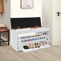 3-Tier Shoe Bench Rack W/Cushioned Seat Hidden Drawers Shoes Storage Cabinet for Home Entrance - Buy online at  Vibe In Cart.